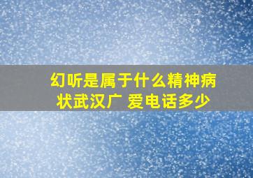 幻听是属于什么精神病状武汉广 爱电话多少